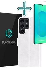 Forterra Forterra Samsung Galaxy S25 Ultra Hoesje Bookcase Met Screenprotector - Wit