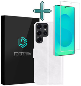 Forterra Forterra Samsung Galaxy S25 Ultra Hoesje Bookcase Met Screenprotector - Wit
