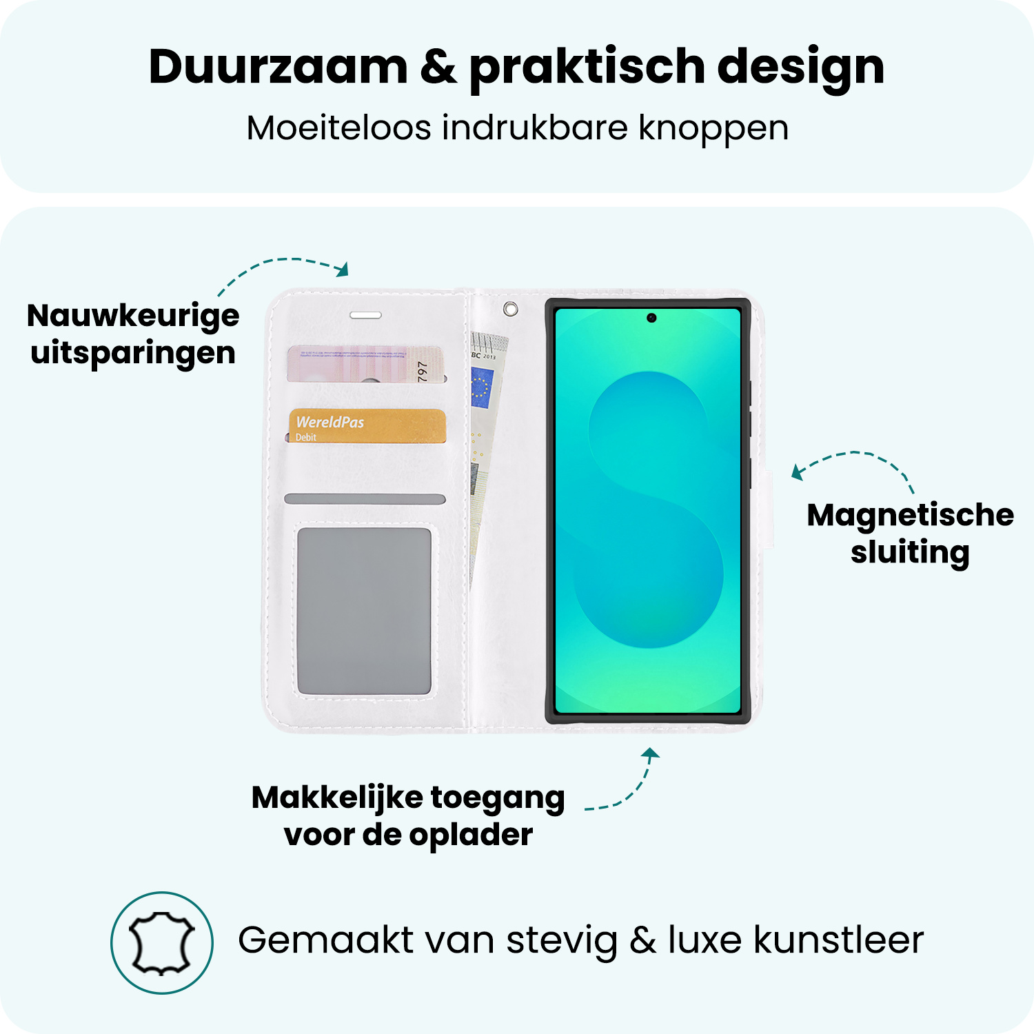 Forterra Forterra Samsung Galaxy S25 Ultra Hoesje Bookcase Met Screenprotector - Wit