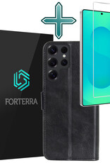 Forterra Forterra Samsung Galaxy S25 Ultra Hoesje Bookcase Met Screenprotector - Zwart