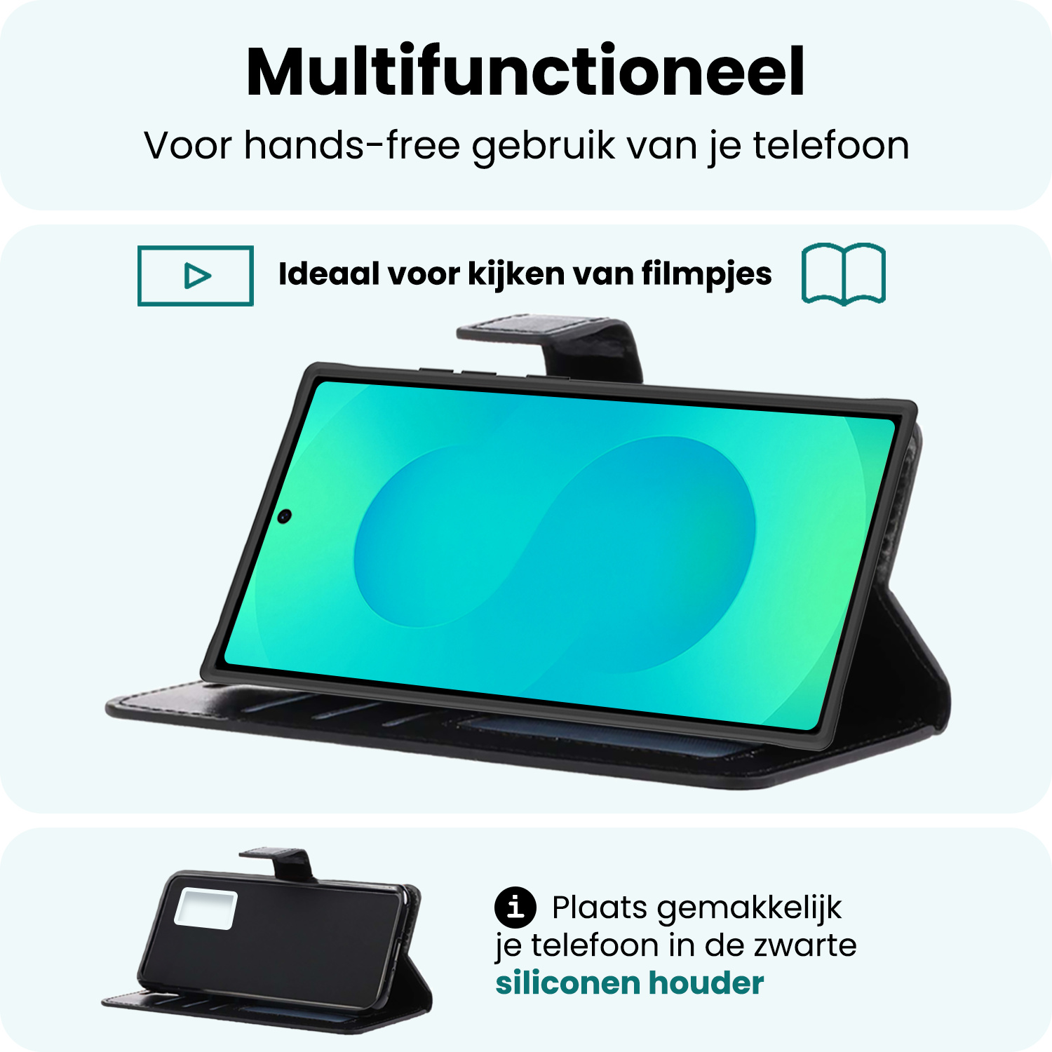 Forterra Forterra Samsung Galaxy S25 Ultra Hoesje Bookcase Met Screenprotector - Zwart