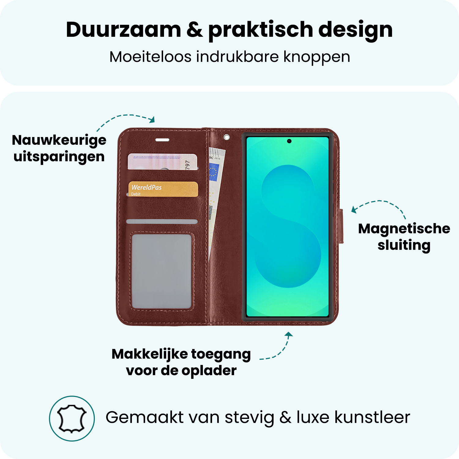 Forterra Forterra Samsung Galaxy S25 Ultra Hoesje Bookcase Met 2x Screenprotector - Bruin