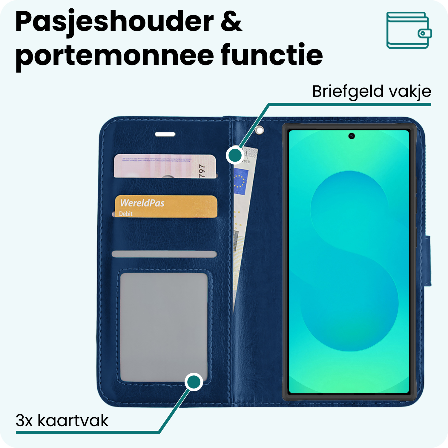 Forterra Forterra Samsung Galaxy S25 Ultra Hoesje Bookcase Met 2x Screenprotector - Donkerblauw