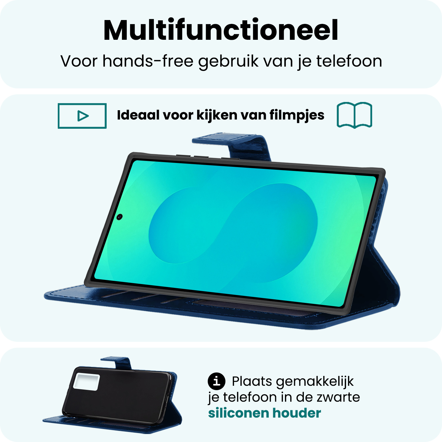 Forterra Forterra Samsung Galaxy S25 Ultra Hoesje Bookcase Met 2x Screenprotector - Donkerblauw