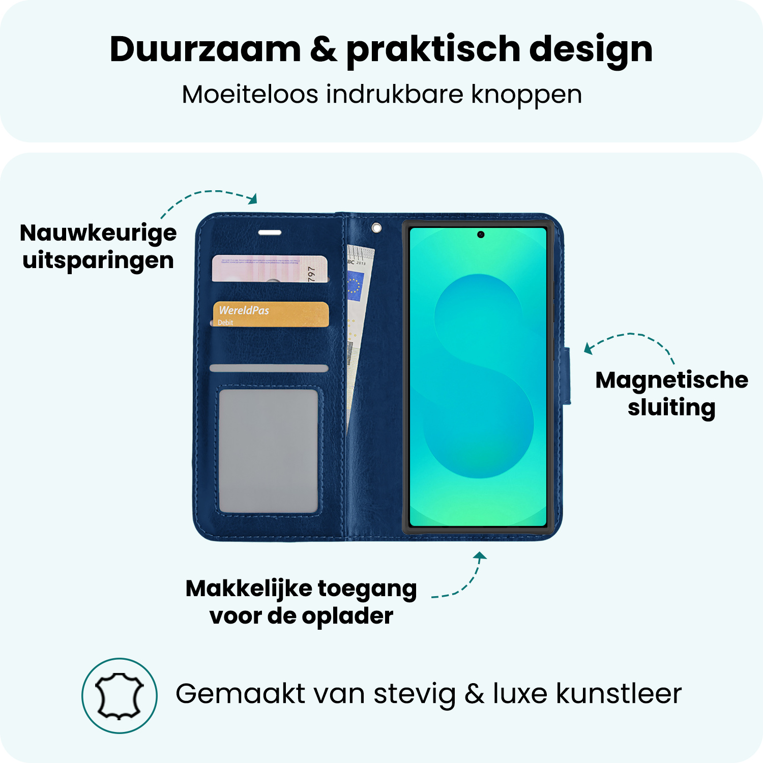 Forterra Forterra Samsung Galaxy S25 Ultra Hoesje Bookcase Met 2x Screenprotector - Donkerblauw