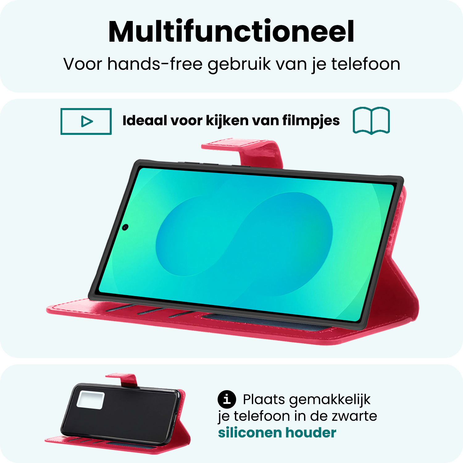 Forterra Forterra Samsung Galaxy S25 Ultra Hoesje Bookcase Met 2x Screenprotector - Donkerroze