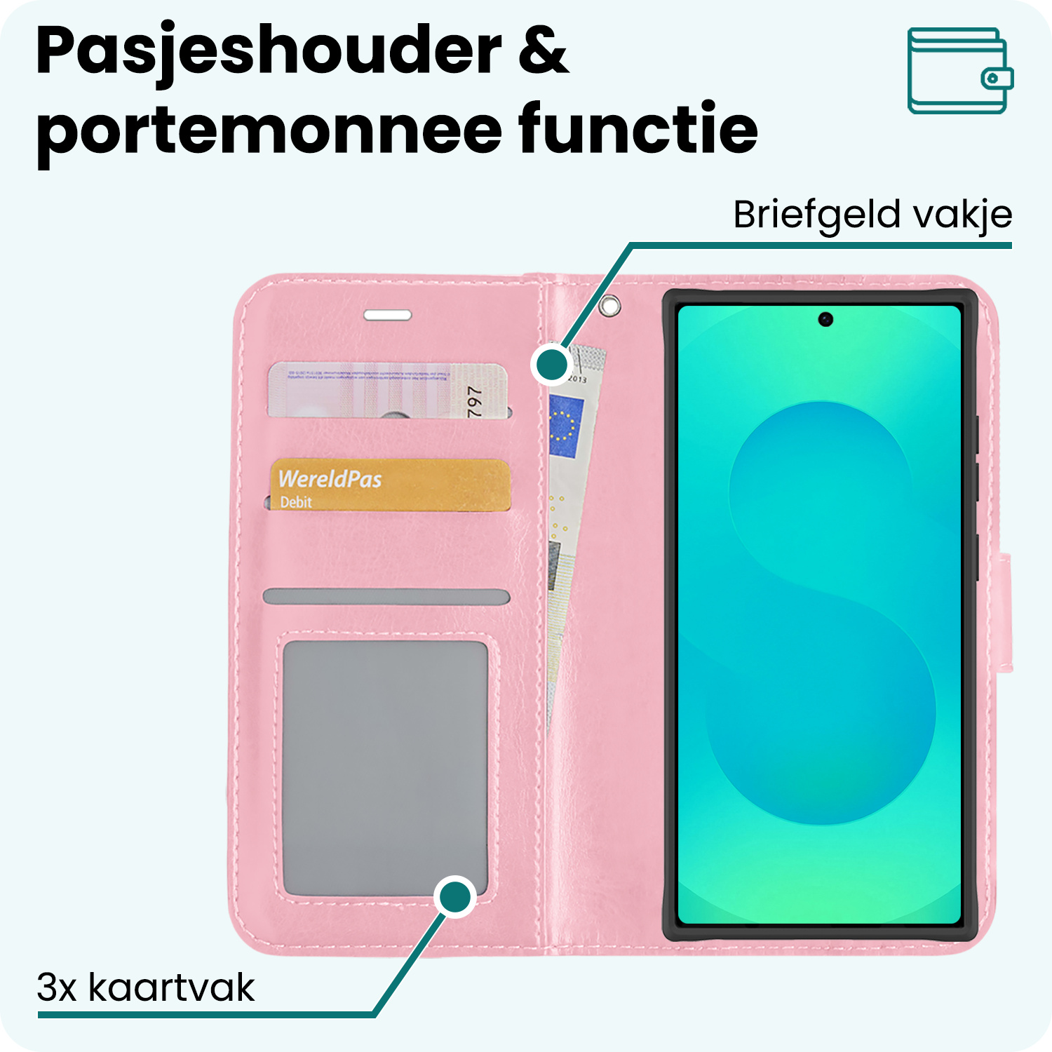 Forterra Forterra Samsung Galaxy S25 Ultra Hoesje Bookcase Met 2x Screenprotector - Lichtroze