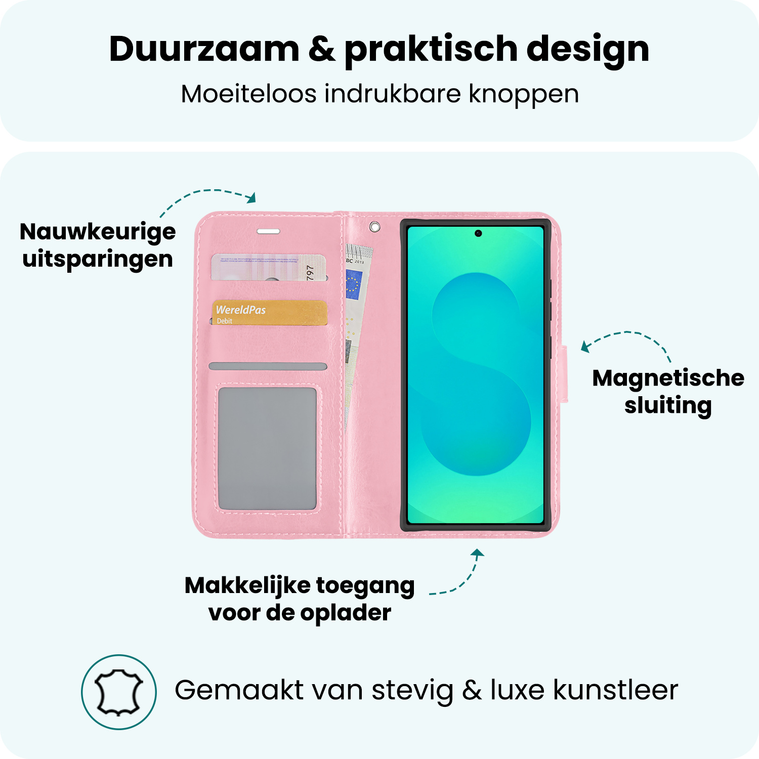 Forterra Forterra Samsung Galaxy S25 Ultra Hoesje Bookcase Met 2x Screenprotector - Lichtroze