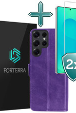 Forterra Forterra Samsung Galaxy S25 Ultra Hoesje Bookcase Met 2x Screenprotector - Paars