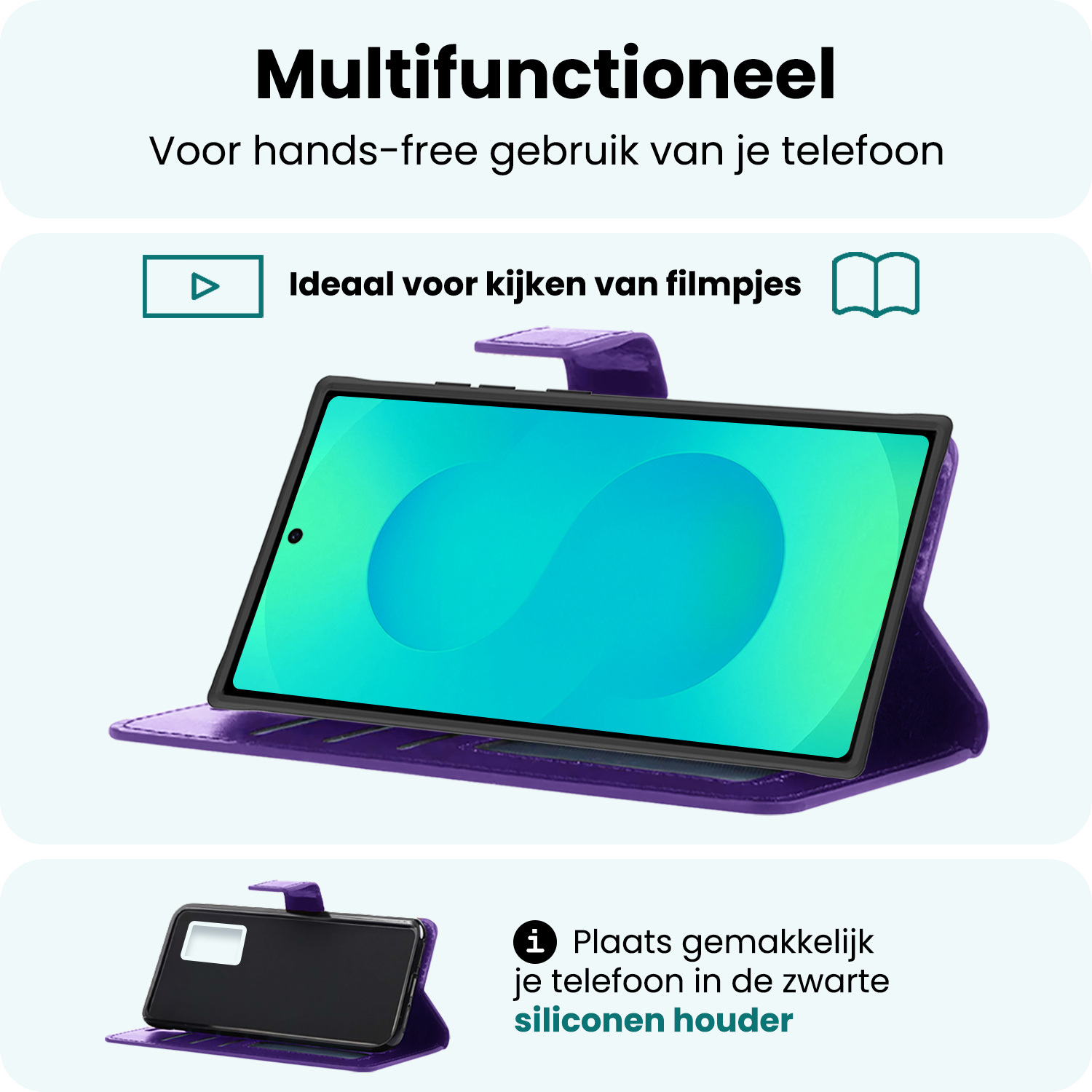 Forterra Forterra Samsung Galaxy S25 Ultra Hoesje Bookcase Met 2x Screenprotector - Paars