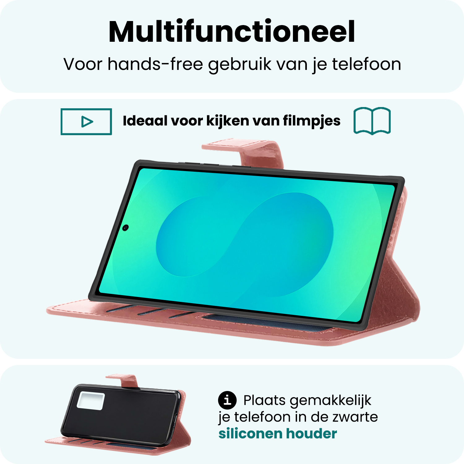 Forterra Forterra Samsung Galaxy S25 Ultra Hoesje Bookcase Met 2x Screenprotector - Rose Goud