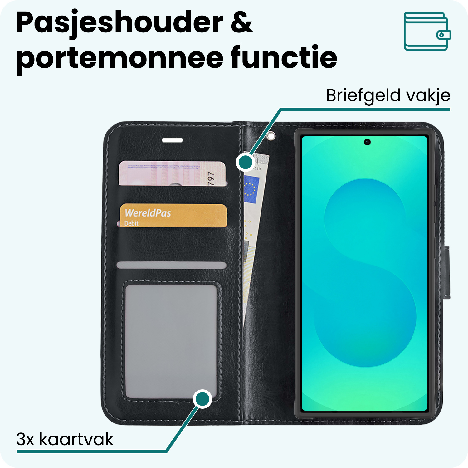 Forterra Forterra Samsung Galaxy S25 Ultra Hoesje Bookcase Met 2x Screenprotector - Zwart