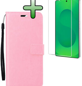 BASEY. BASEY. Samsung Galaxy S25 Ultra Hoesje Bookcase Met Screenprotector - Lichtroze