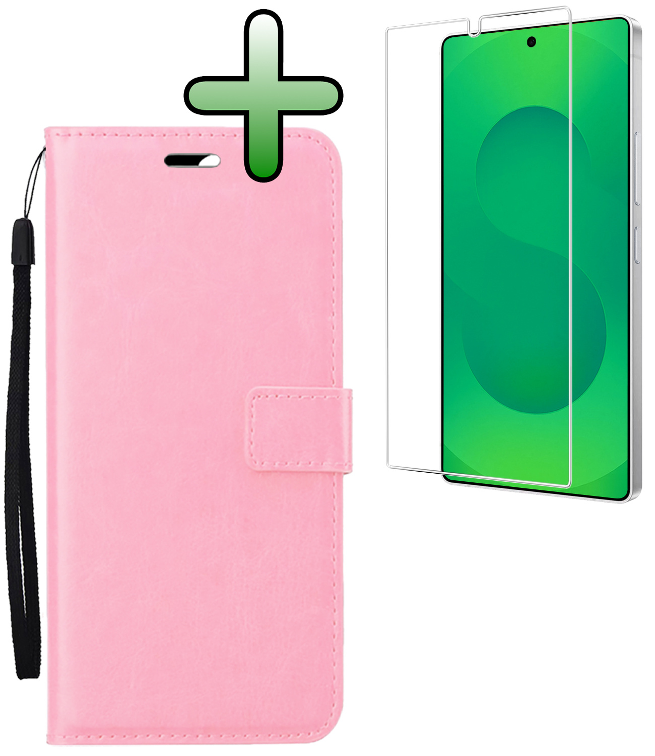 BASEY. BASEY. Samsung Galaxy S25 Ultra Hoesje Bookcase Met Screenprotector - Lichtroze