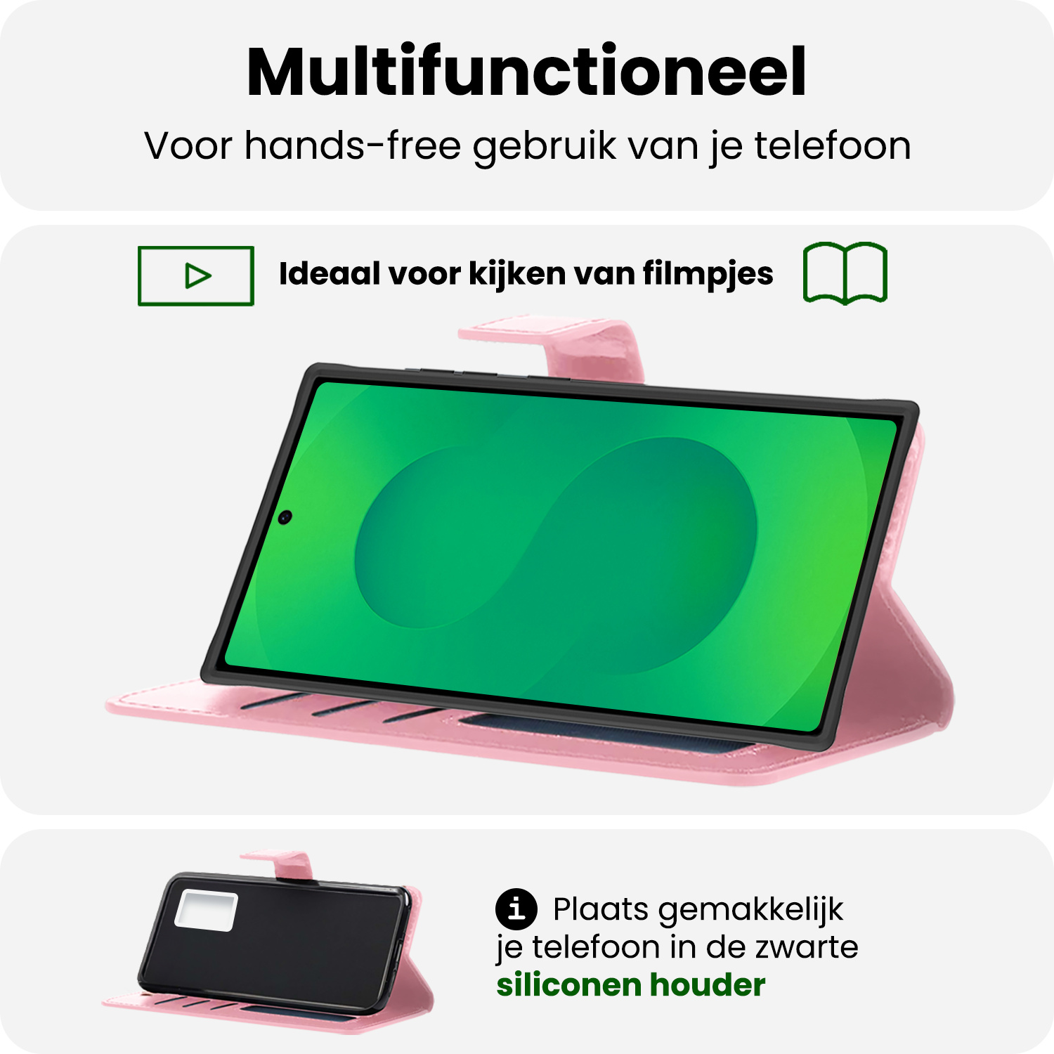 BASEY. BASEY. Samsung Galaxy S25 Ultra Hoesje Bookcase Met Screenprotector - Lichtroze