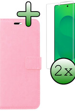 BASEY. BASEY. Samsung Galaxy S25 Ultra Hoesje Bookcase Met 2x Screenprotector - Lichtroze