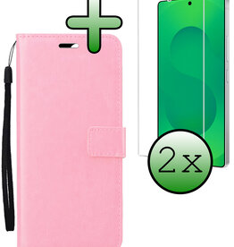 BASEY. BASEY. Samsung Galaxy S25 Ultra Hoesje Bookcase Met 2x Screenprotector - Lichtroze