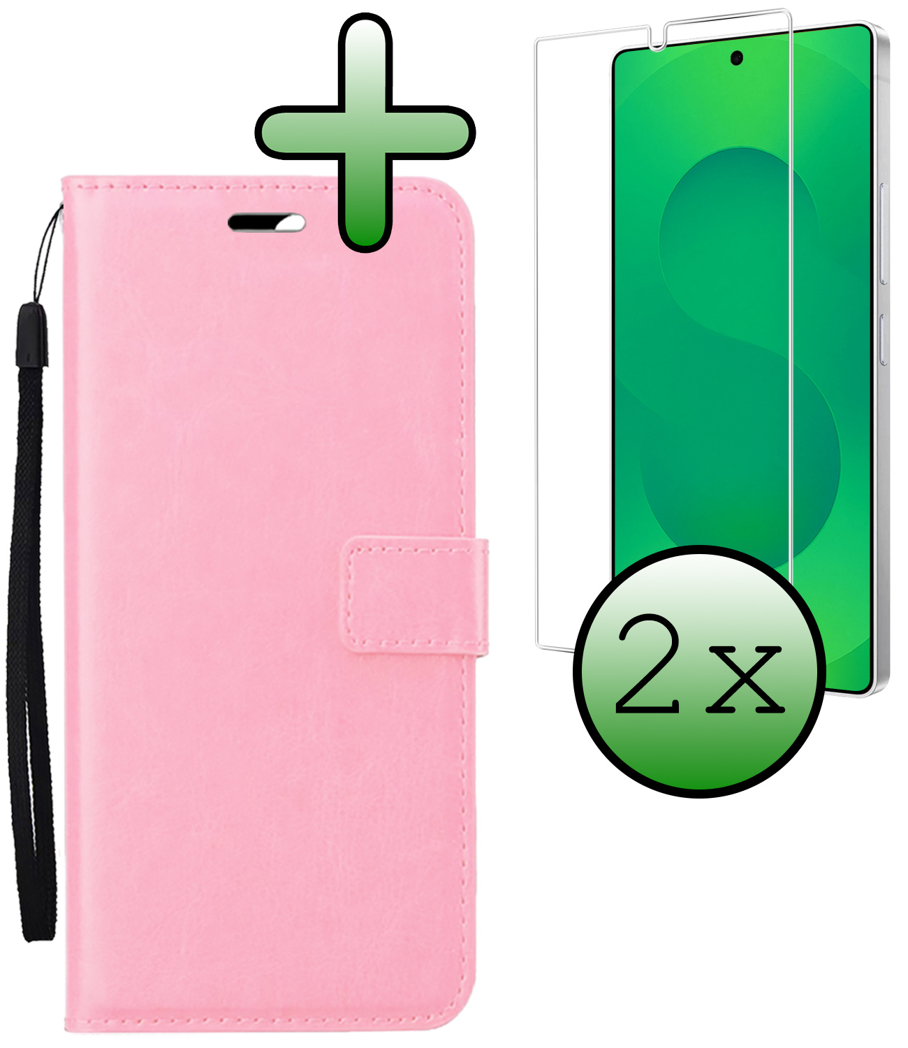 BASEY. BASEY. Samsung Galaxy S25 Ultra Hoesje Bookcase Met 2x Screenprotector - Lichtroze