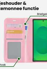 BASEY. BASEY. Samsung Galaxy S25 Ultra Hoesje Bookcase Met 2x Screenprotector - Lichtroze