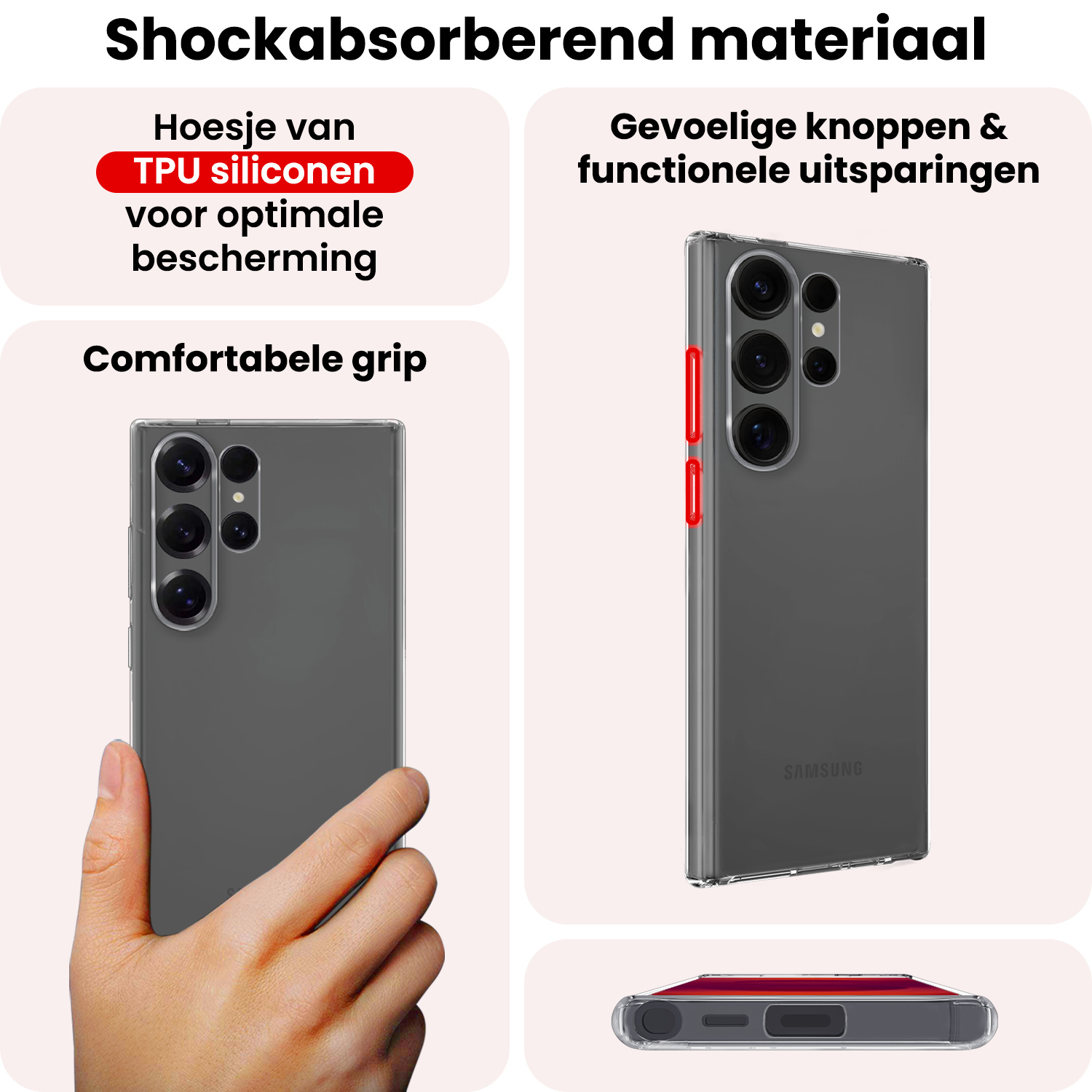 NoXx NoXx Samsung Galaxy S25 Ultra Hoesje Siliconen - Transparant - 2 PACK