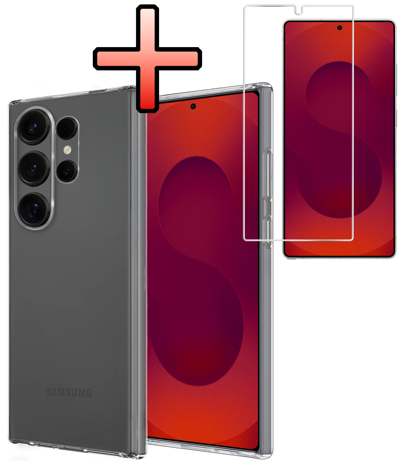 NoXx NoXx Samsung Galaxy S25 Ultra Hoesje Siliconen Met Screenprotector - Transparant