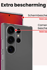 NoXx NoXx Samsung Galaxy S25 Ultra Hoesje Siliconen Met 2x Screenprotector - Transparant