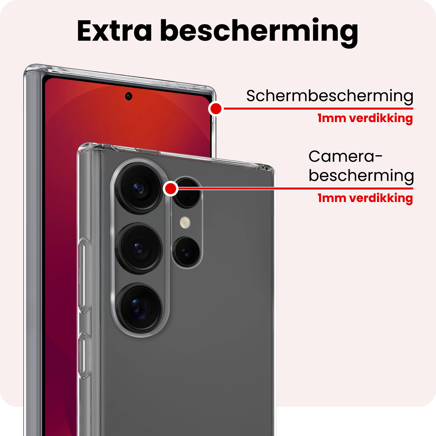 NoXx NoXx Samsung Galaxy S25 Ultra Hoesje Siliconen Met 2x Screenprotector - Transparant