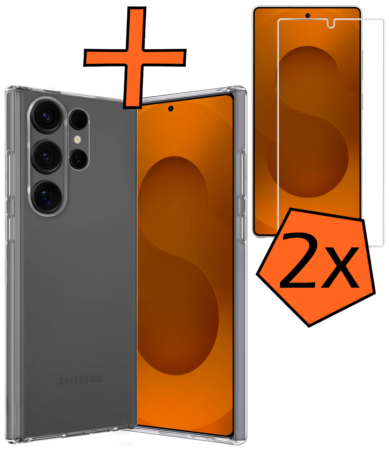 Nomfy Nomfy Samsung Galaxy S25 Ultra Hoesje Siliconen Met 2x Screenprotector - Transparant