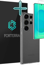 Forterra Forterra Samsung Galaxy S25 Ultra Hoesje Siliconen Met Screenprotector - Transparant