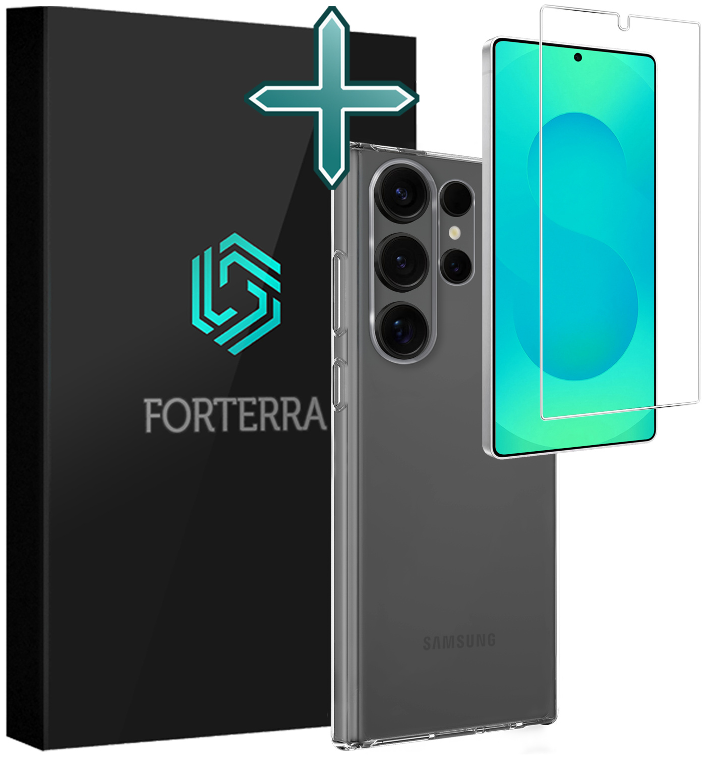 Forterra Forterra Samsung Galaxy S25 Ultra Hoesje Siliconen Met Screenprotector - Transparant