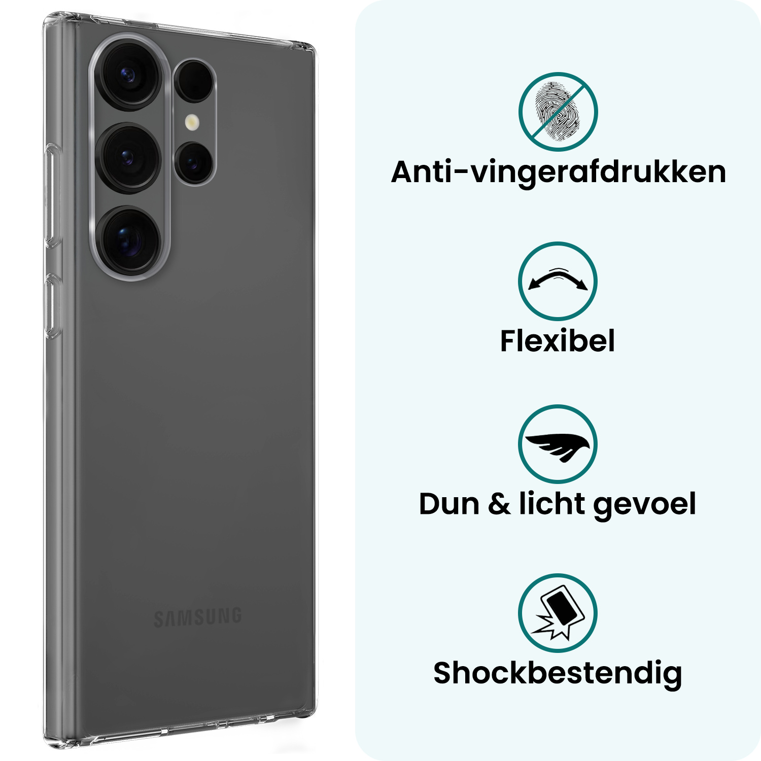 Forterra Forterra Samsung Galaxy S25 Ultra Hoesje Siliconen Met Screenprotector - Transparant