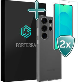 Forterra Forterra Samsung Galaxy S25 Ultra Hoesje Siliconen Met 2x Screenprotector - Transparant