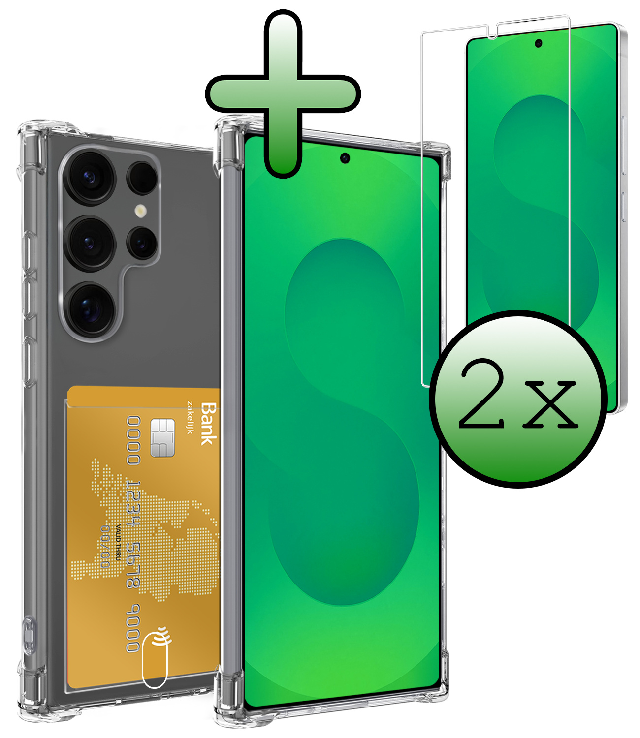 BASEY. BASEY. Samsung Galaxy S25 Ultra Hoesje Pashouder Met 2x Screenprotector