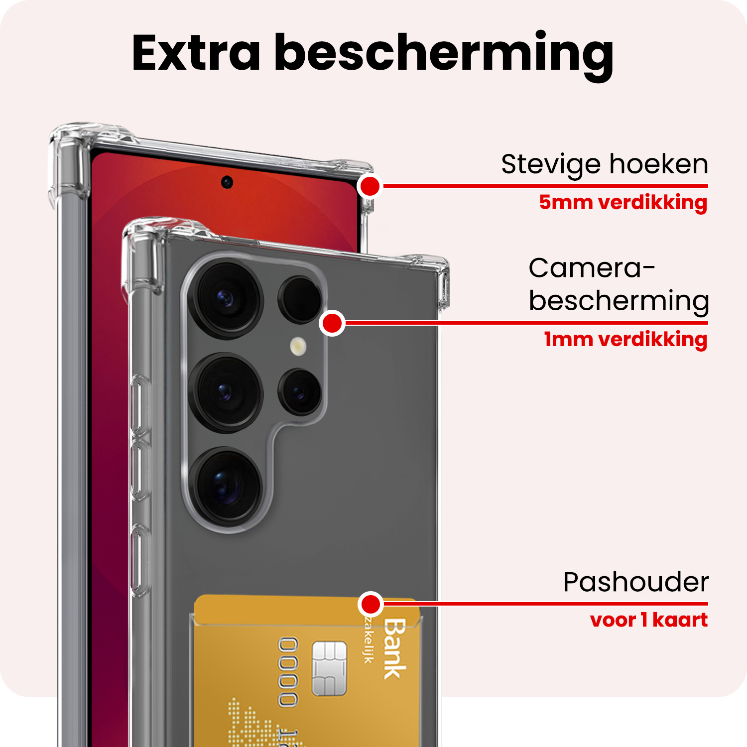 NoXx NoXx Samsung Galaxy S25 Ultra Hoesje Pashouder Met Screenprotector