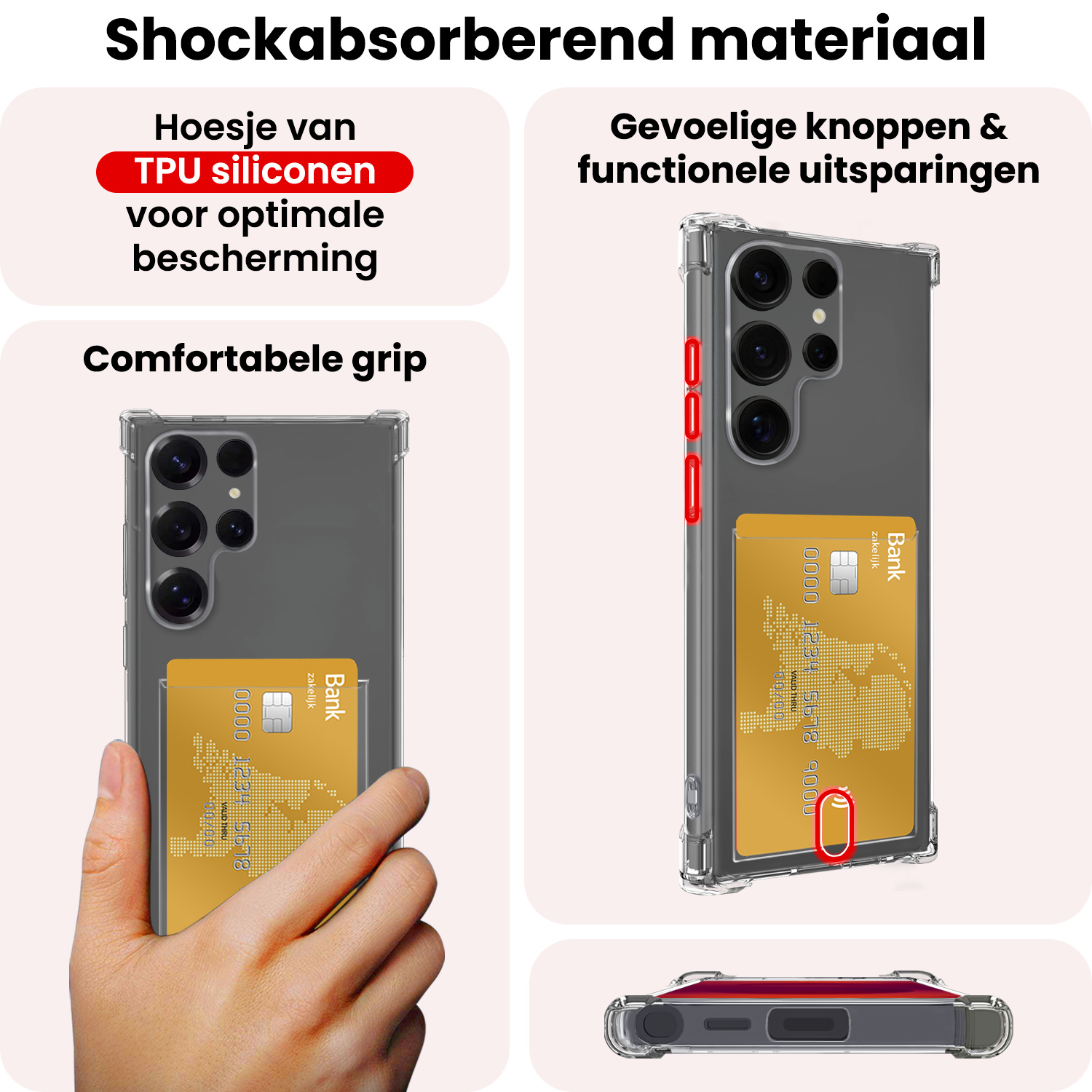 NoXx NoXx Samsung Galaxy S25 Ultra Hoesje Pashouder Met Screenprotector