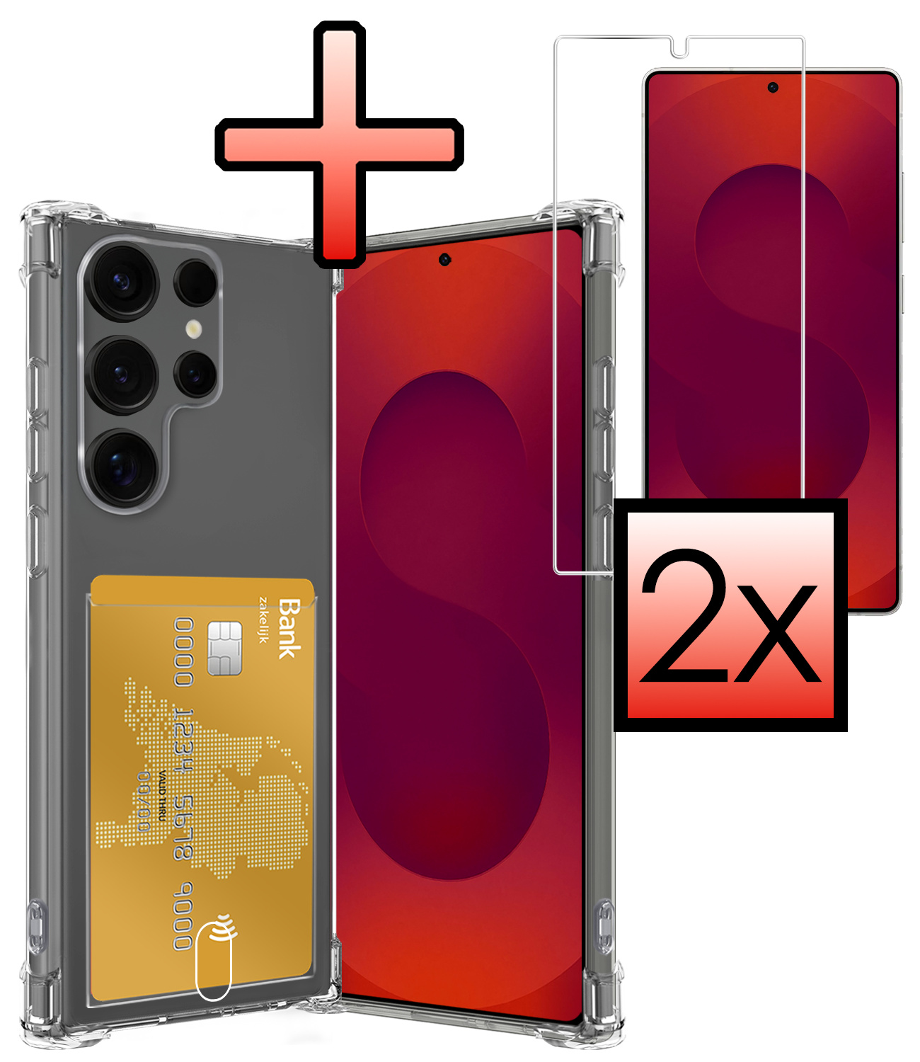 NoXx NoXx Samsung Galaxy S25 Ultra Hoesje Pashouder Met 2x Screenprotector