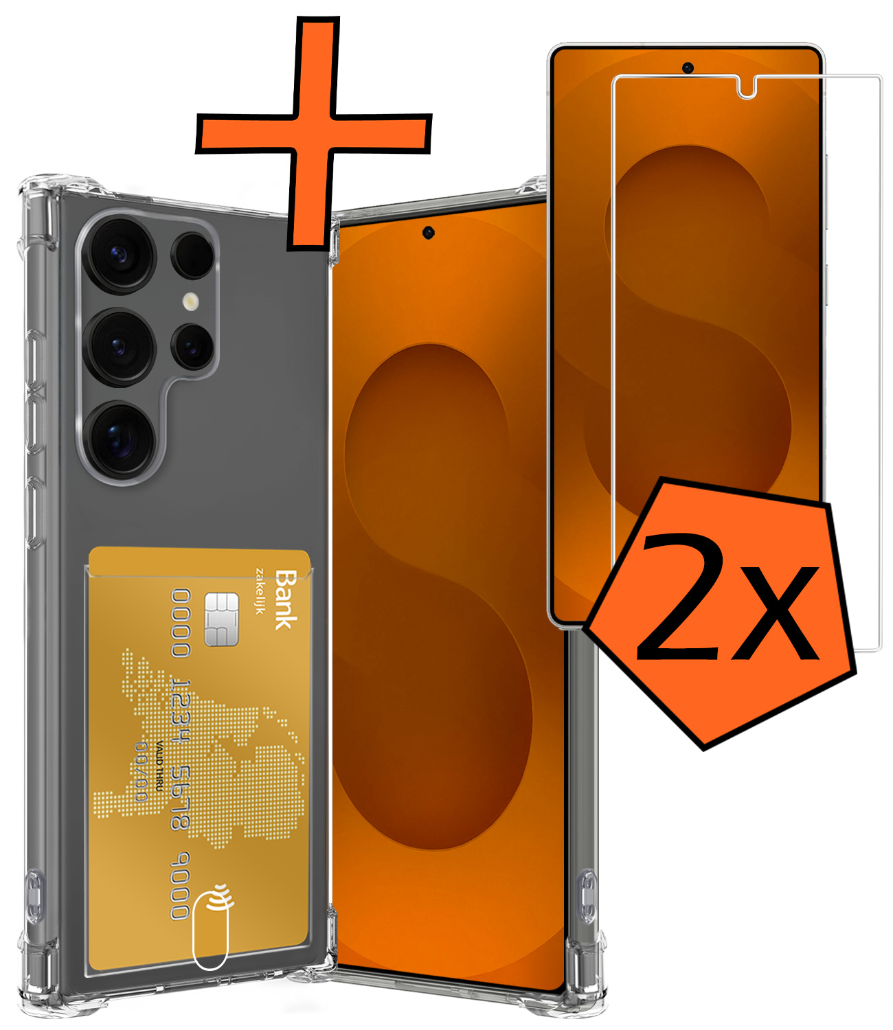 Nomfy Nomfy Samsung Galaxy S25 Ultra Hoesje Pashouder Met 2x Screenprotector