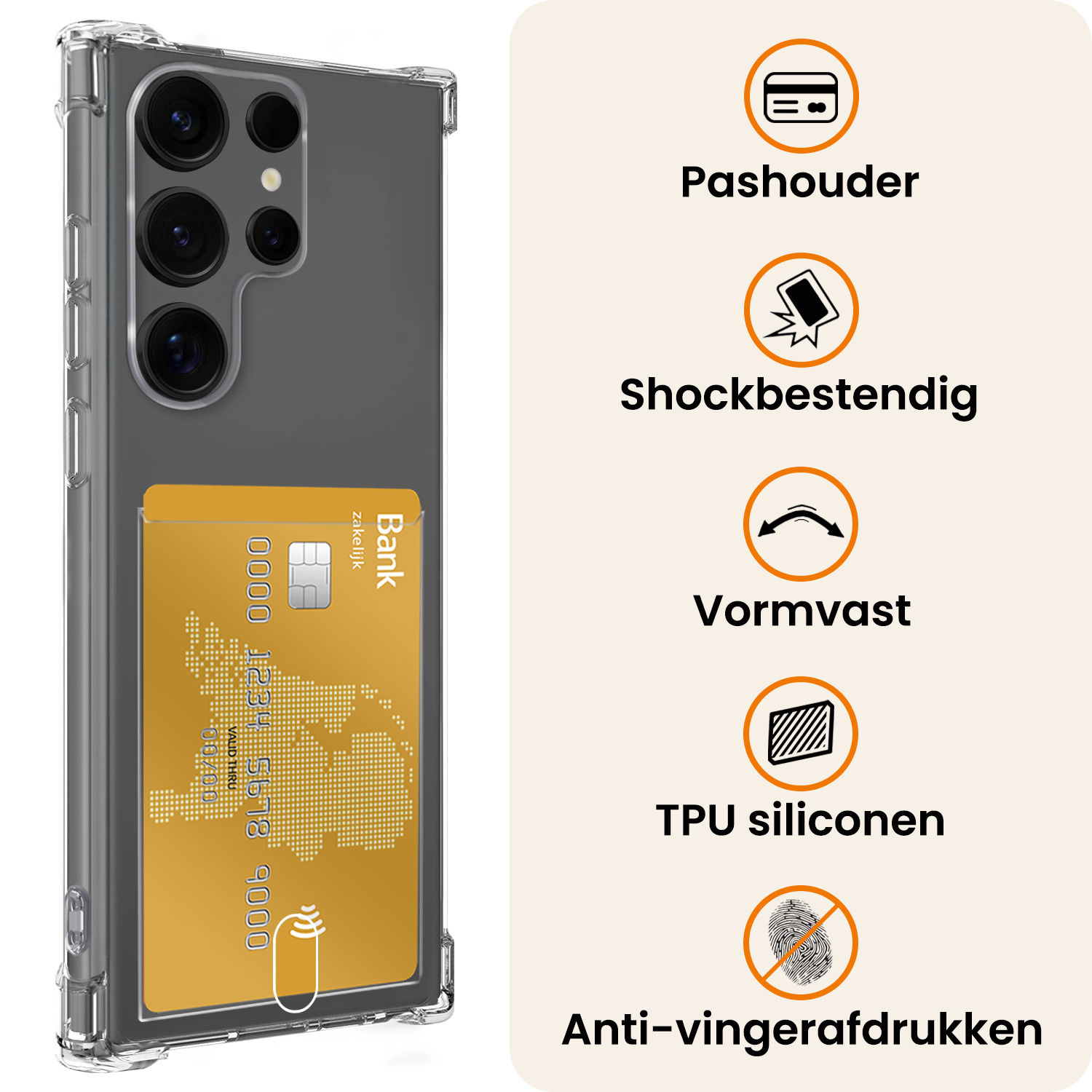 Nomfy Nomfy Samsung Galaxy S25 Ultra Hoesje Pashouder Met 2x Screenprotector