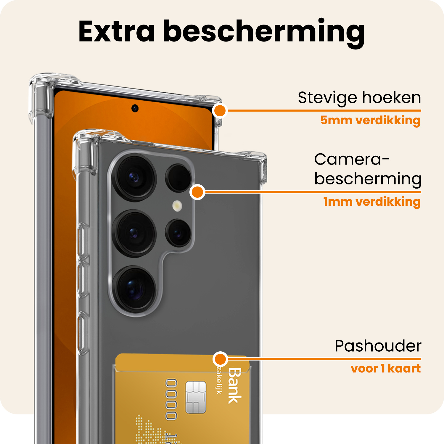 Nomfy Nomfy Samsung Galaxy S25 Ultra Hoesje Pashouder Met 2x Screenprotector