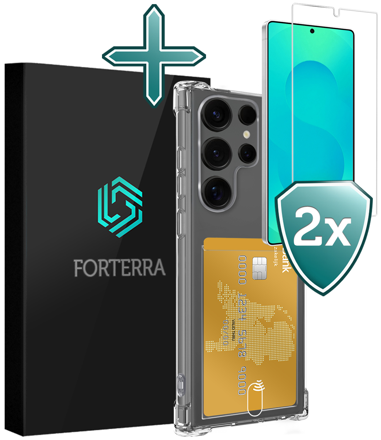 Forterra Forterra Samsung Galaxy S25 Ultra Hoesje Pashouder Met 2x Screenprotector