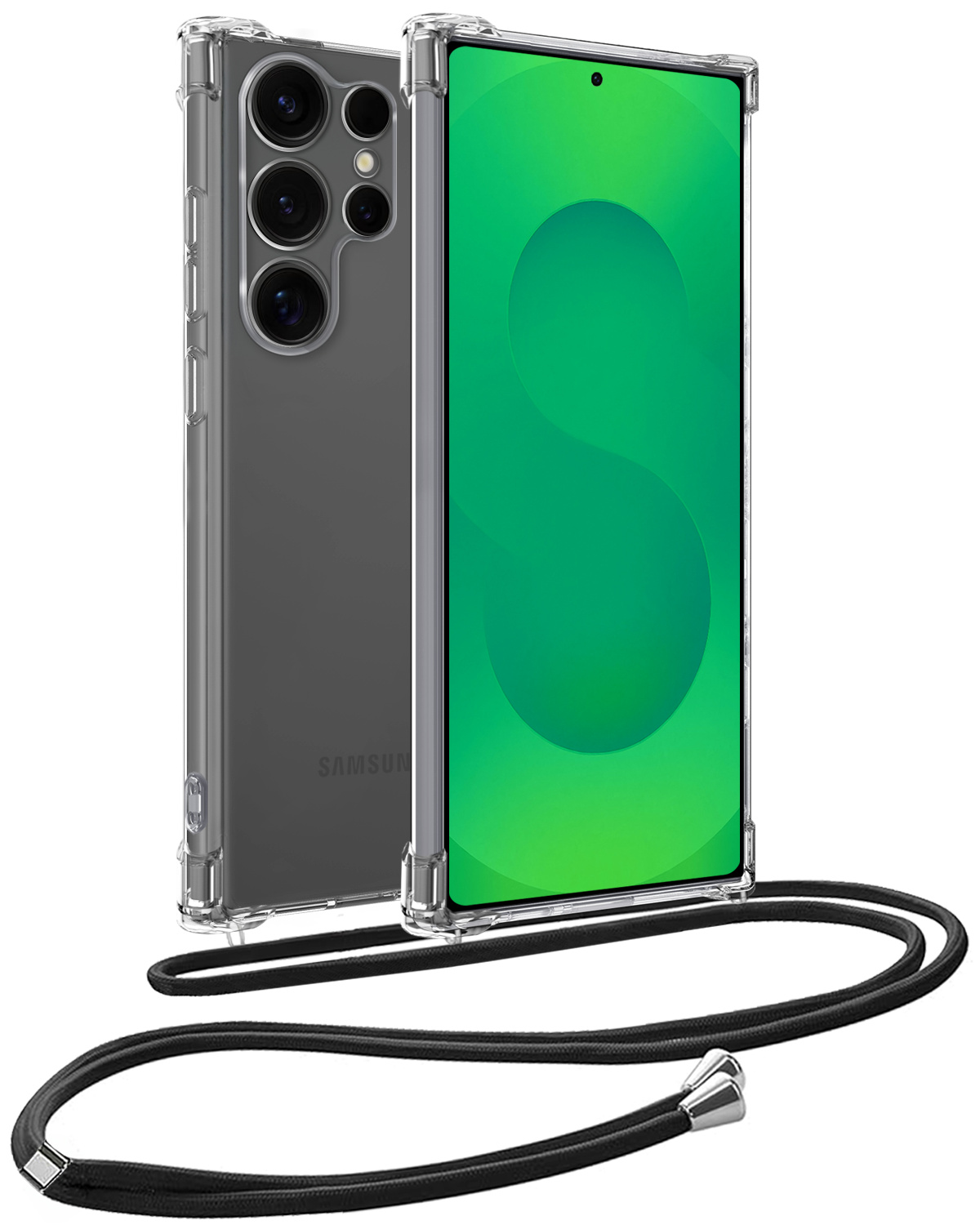 BASEY. BASEY. Samsung Galaxy S25 Ultra Hoesje Transparant Shockproof Met Zwart Koord