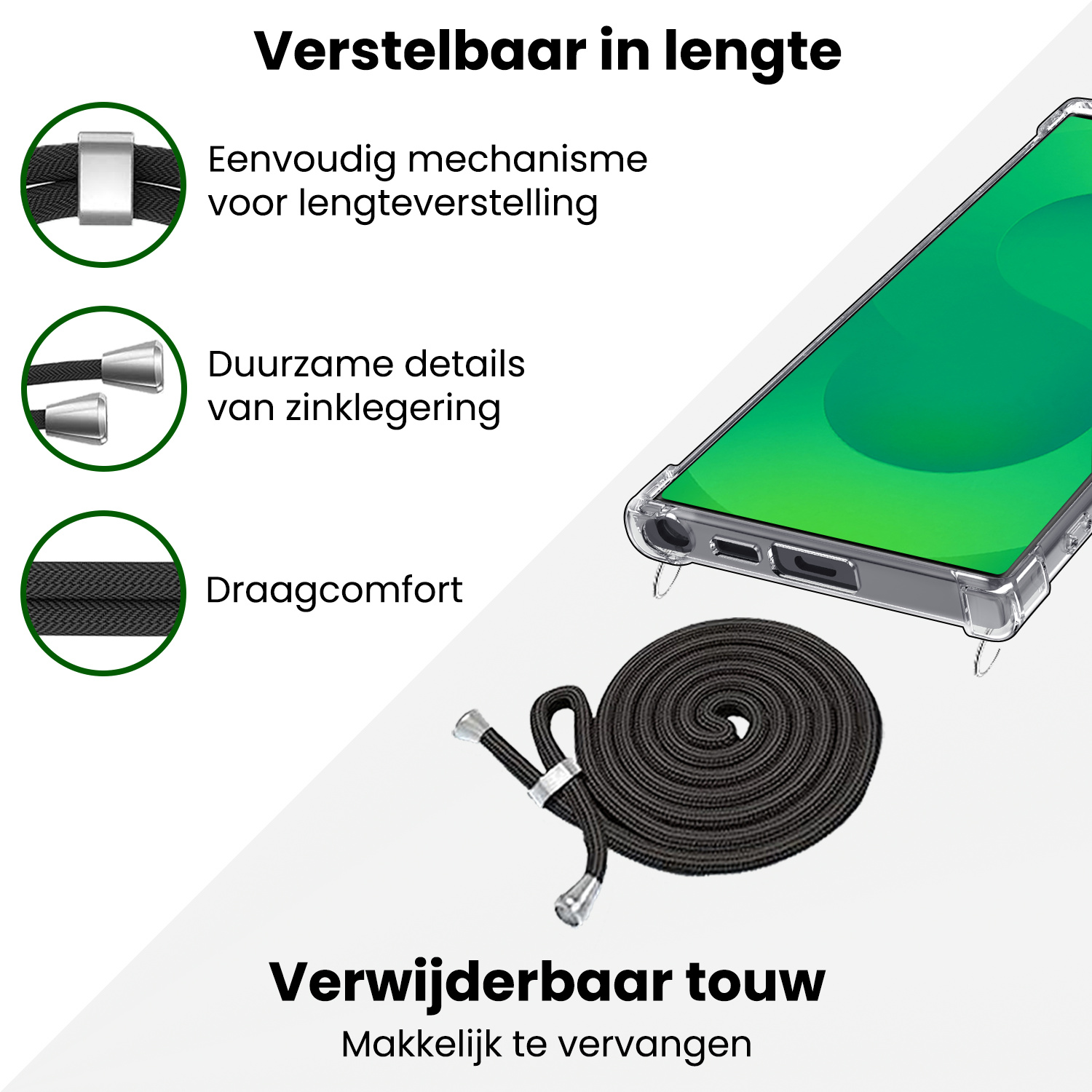 BASEY. BASEY. Samsung Galaxy S25 Ultra Hoesje Transparant Shockproof Met Zwart Koord