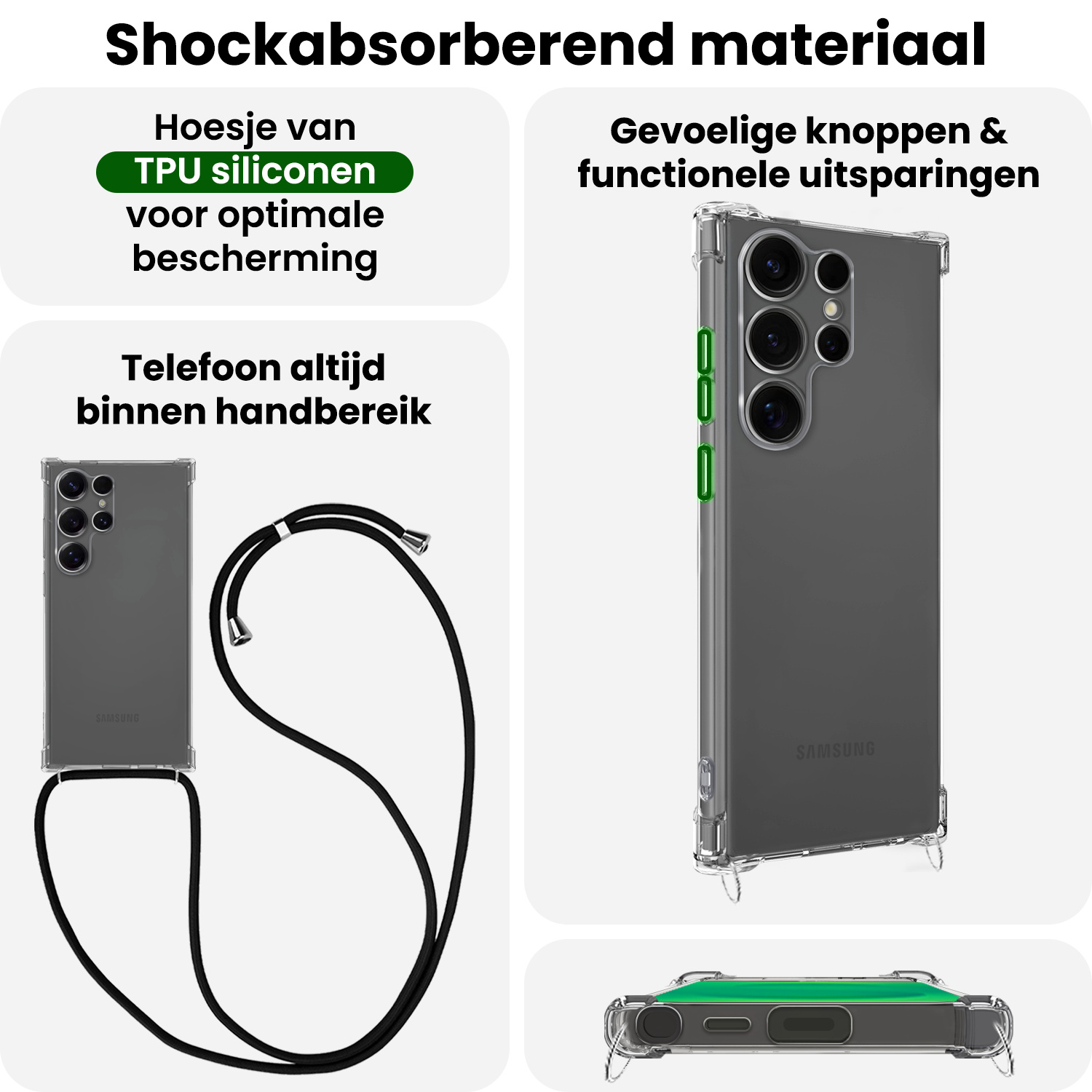 BASEY. BASEY. Samsung Galaxy S25 Ultra Hoesje Transparant Shockproof Met Zwart Koord