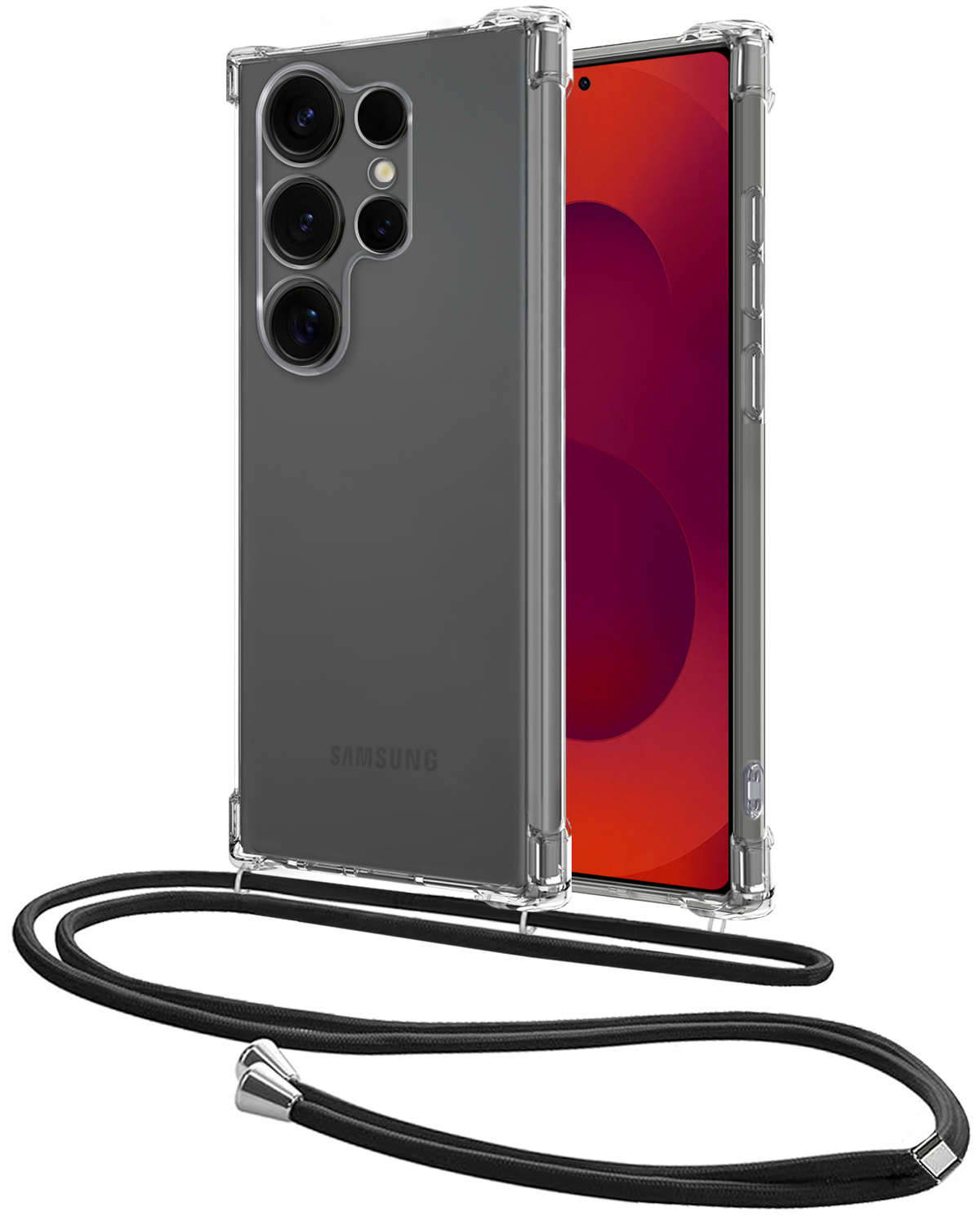 NoXx NoXx Samsung Galaxy S25 Ultra Hoesje Transparant Shockproof Met Zwart Koord