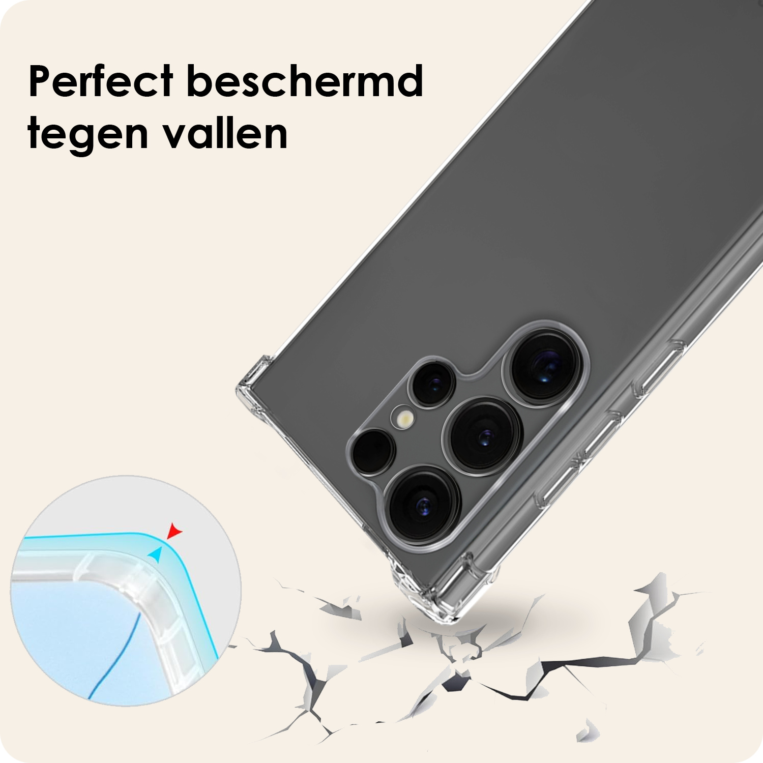 Nomfy Nomfy Samsung Galaxy S25 Ultra Hoesje Transparant Shockproof Met Zwart Koord