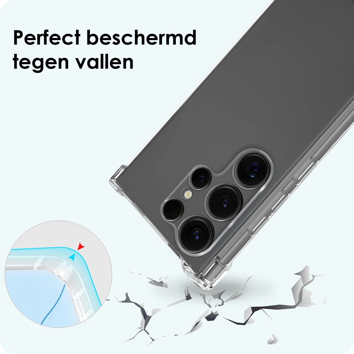 Forterra Forterra Samsung Galaxy S25 Ultra Hoesje Transparant Shockproof Met Zwart Koord