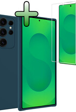 BASEY. BASEY. Samsung Galaxy S25 Ultra Hoesje Siliconen Met Screenprotector - Donkerblauw