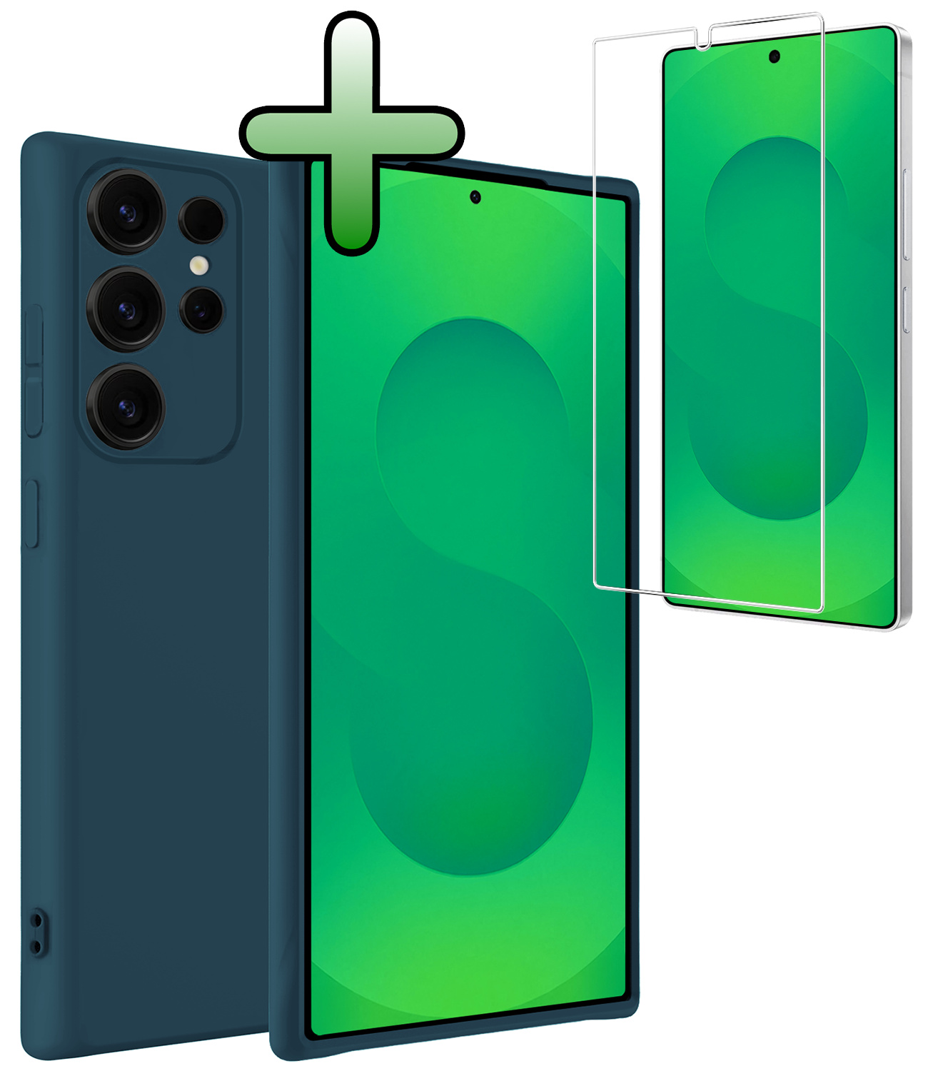 BASEY. BASEY. Samsung Galaxy S25 Ultra Hoesje Siliconen Met Screenprotector - Donkerblauw