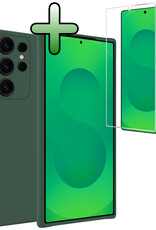 BASEY. BASEY. Samsung Galaxy S25 Ultra Hoesje Siliconen Met Screenprotector - Donkergroen
