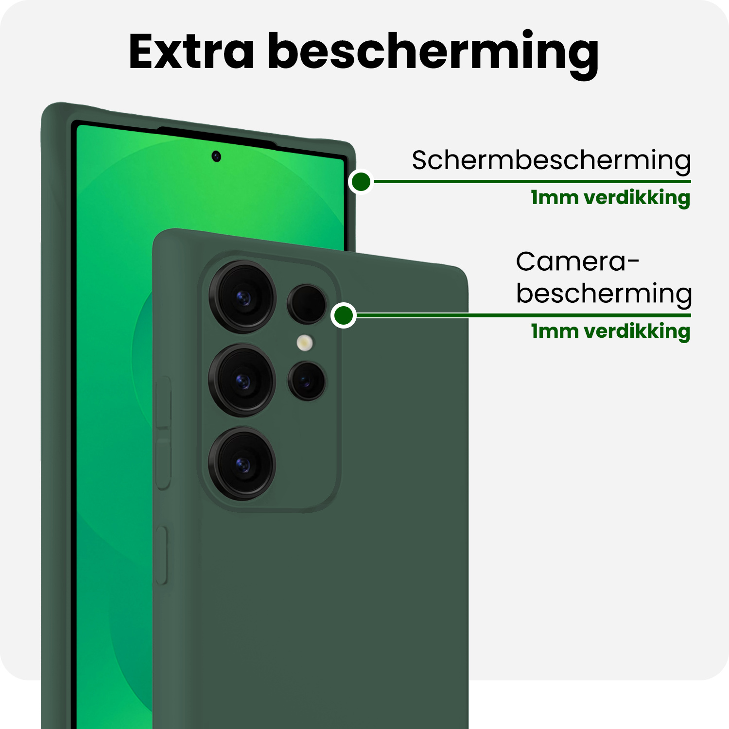 BASEY. BASEY. Samsung Galaxy S25 Ultra Hoesje Siliconen Met Screenprotector - Donkergroen